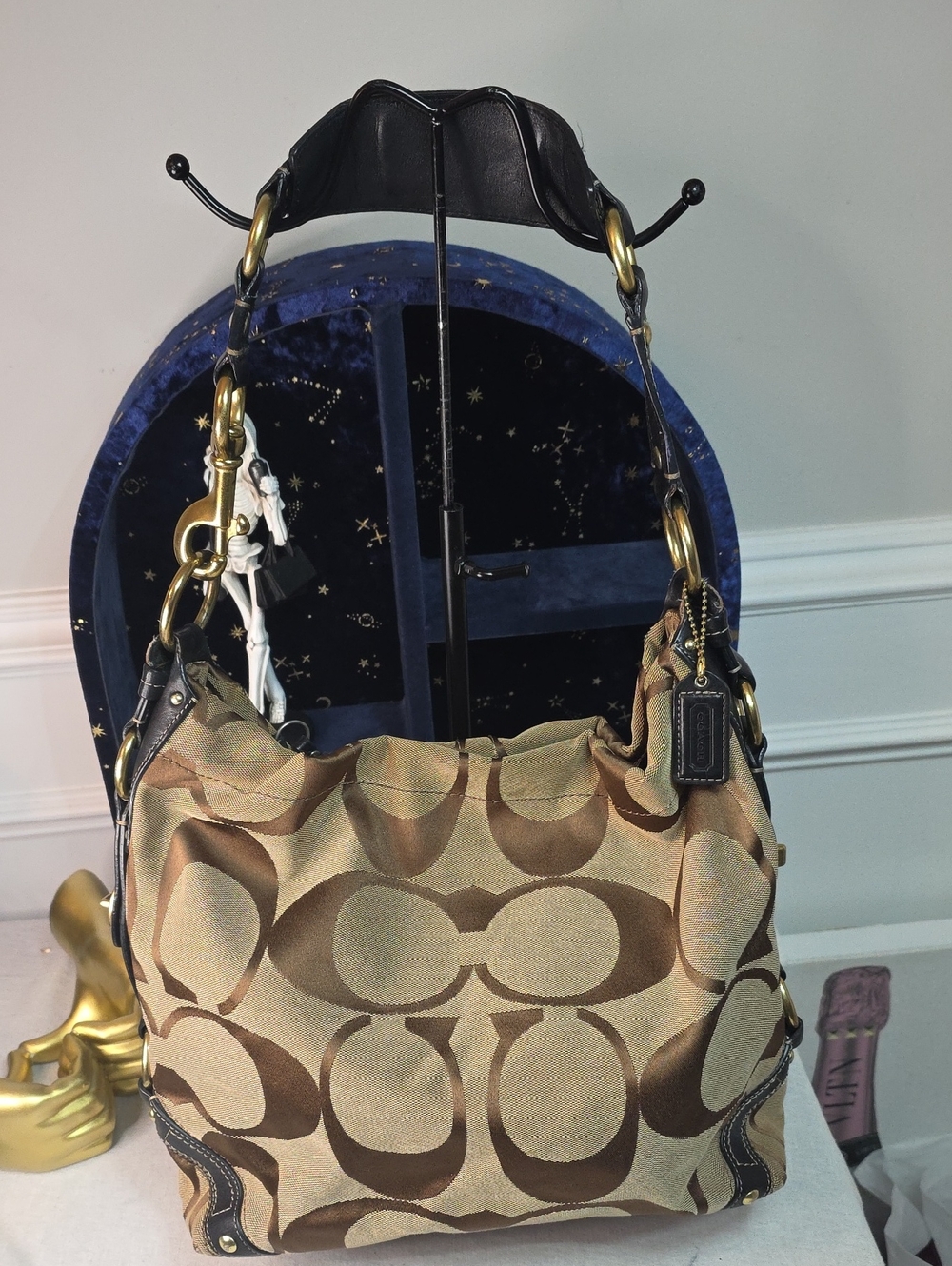 Coach Signature Carly Hobo Bag In signature jacquard "C" monogram canvas
